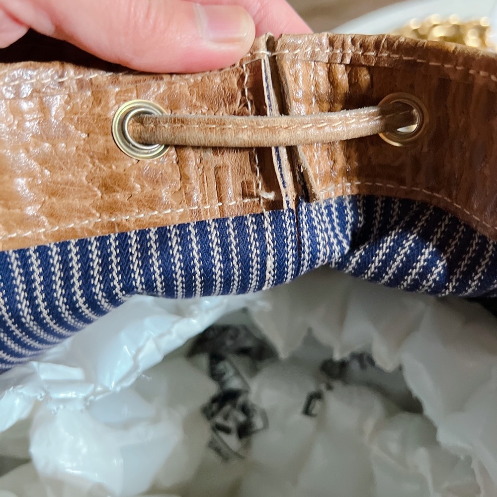 FENDI Authentic RARE Pequin Striped Nylon Drawstring XL Bucket Backpack - Picture 6 of 9
